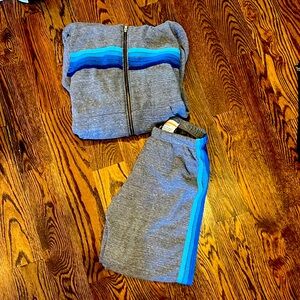 Aviator Nation Gray with blue stripes  2 Piece Tracksuit Set joggers with zip up